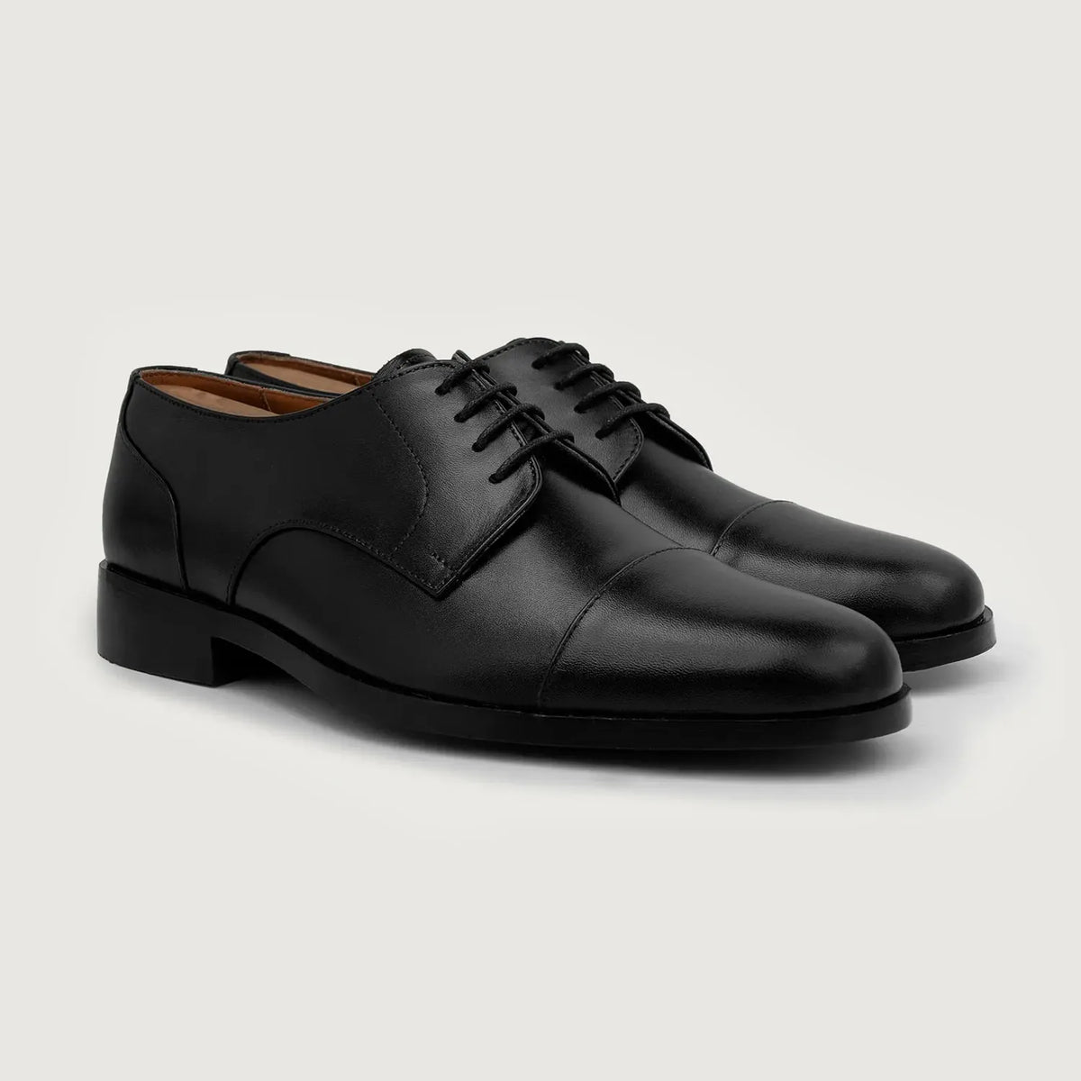Attorney Schwarze Derby-Lederschuhe für Herren For Men in schwarzem Rindleder - Seitenansicht | Online Kaufen
