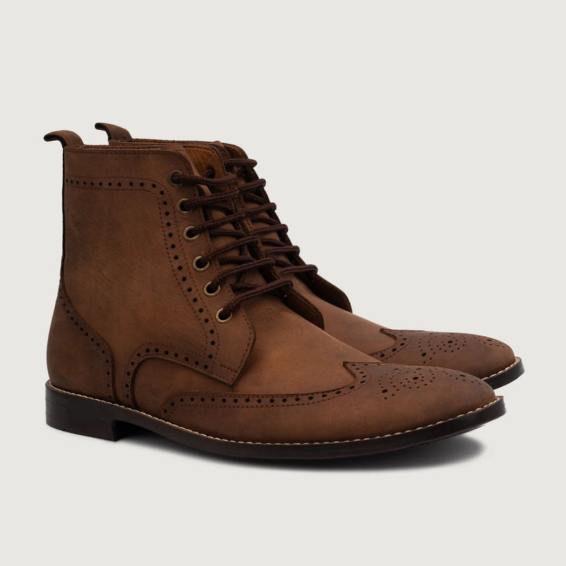 Duster Brogues Derby Oil Pull-up Braun Lederstiefel für Herren