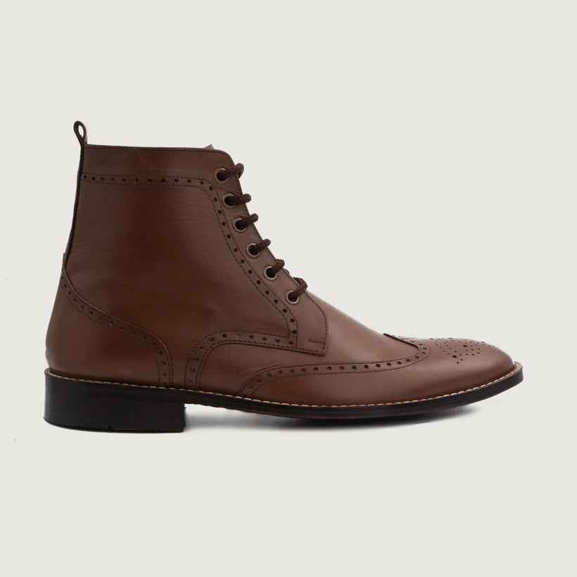 Duster Brogues Derby Braun Lederstiefel für Herren