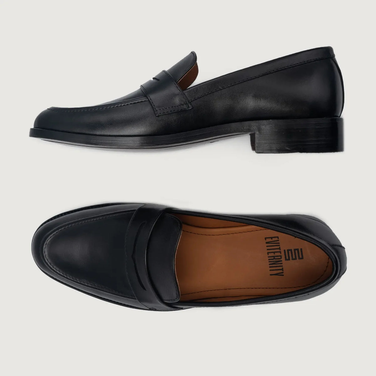 Baxton Schwarz Leder-Loafer für Herren For Men - Verstärkte Fersenkappe & präzise Doppelnaht