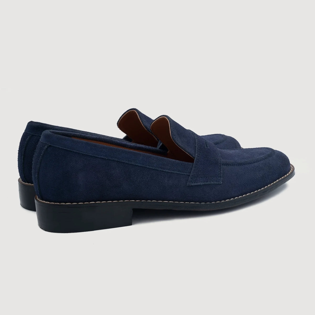 Baxton Blau Suede Leder-Loafer für Herren For Men - Verstärkte Fersenkappe & präzise Doppelnaht