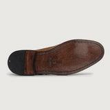 High-Traction Rubber Outsole & Lug Tread Pattern on Boston Double Monk Strap Brown Suede Leather Shoes For Men