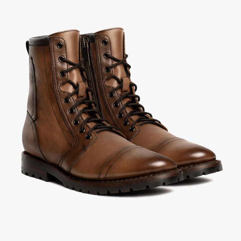 Casa Moto Bernstein-Weizen Lederstiefel für Herren