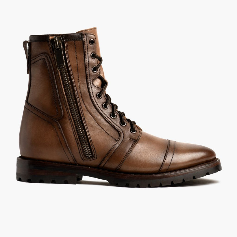 Casa Moto Bernstein-Weizen Lederstiefel für Herren