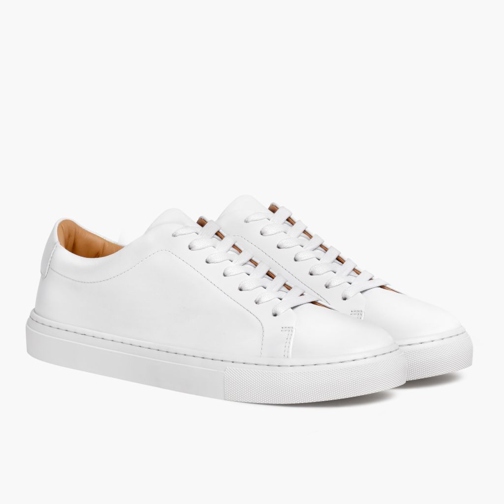 Encore Weiß Leder-Sneaker für Herren in White Full-Grain Leather - Seitenansicht | Online Kaufen