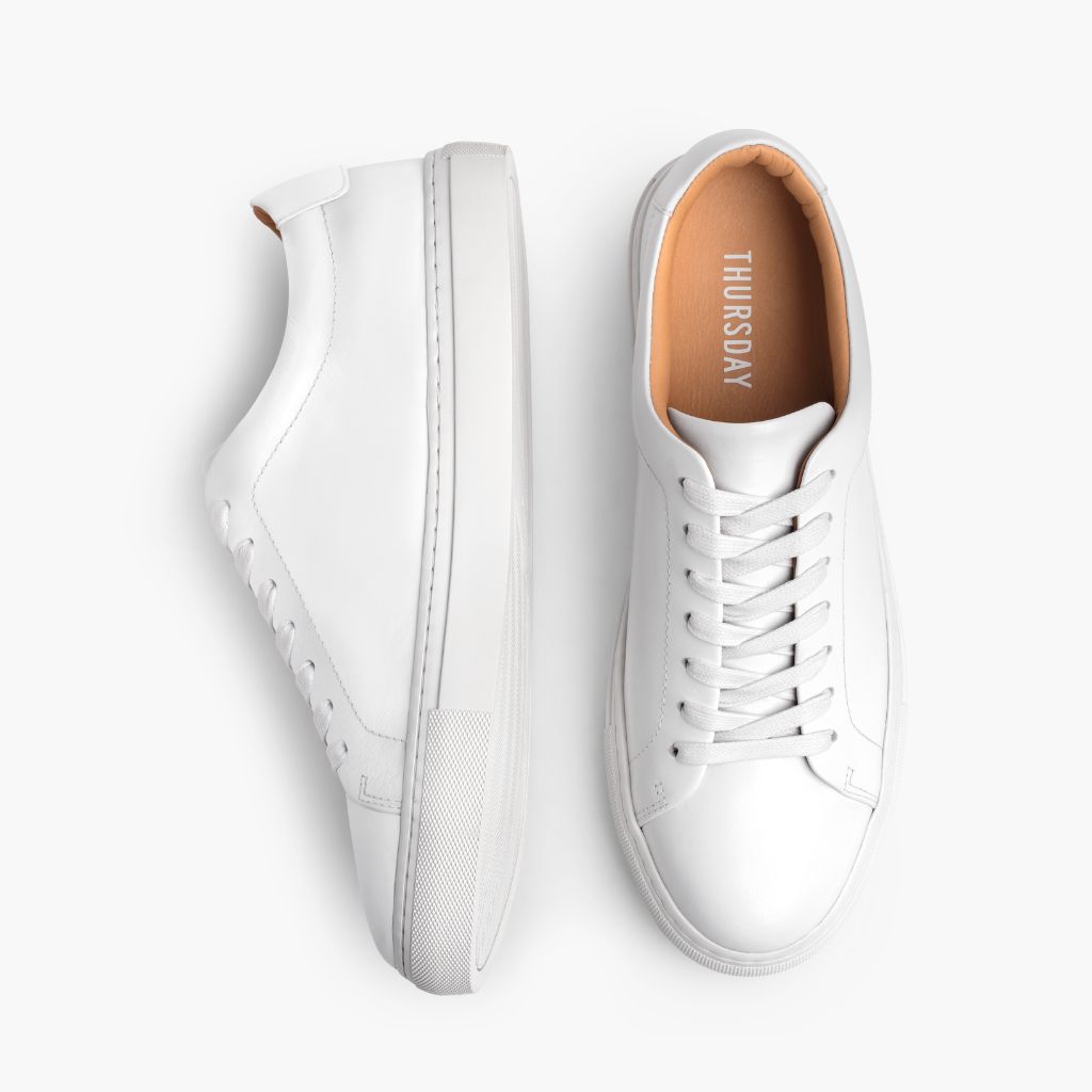 Encore White Leather Sneakers - Verstärkte Fersenkappe & präzise Doppelnaht