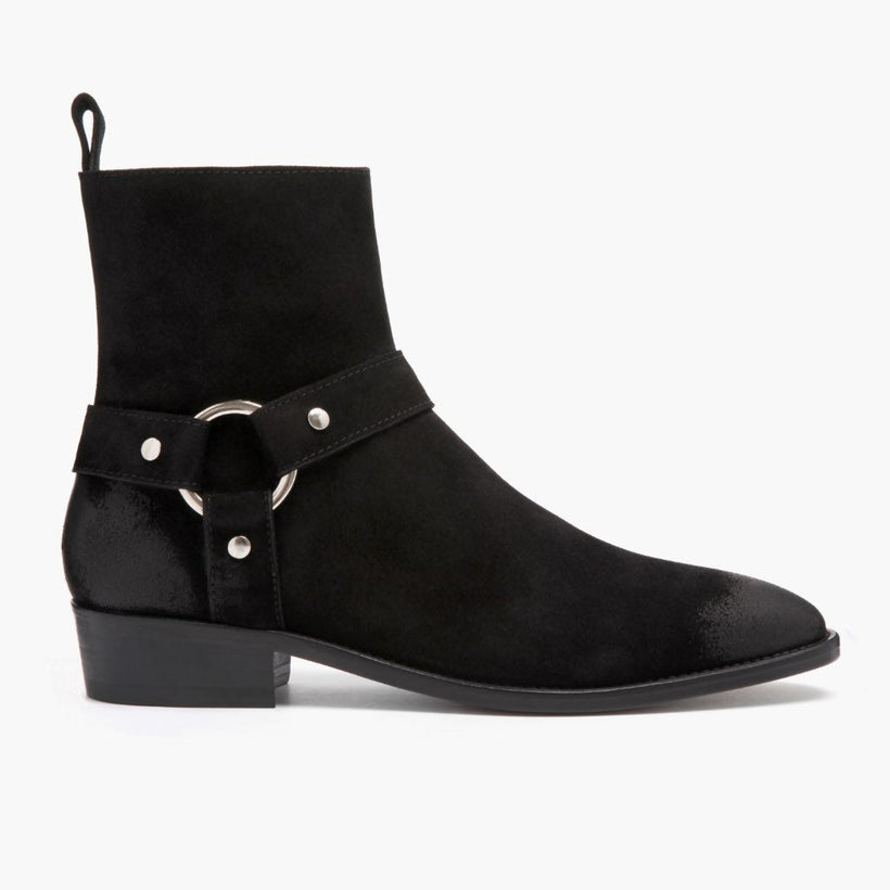 Harness Schwarz Suede Lederstiefel für Herren