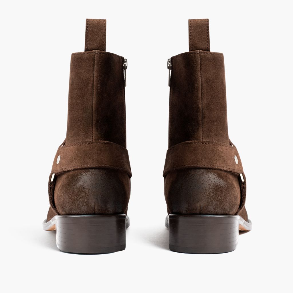 High-Traction Rubber Outsole & Lug Tread Pattern on Harness Dunkelbraun Suede Lederstiefel für Herren
