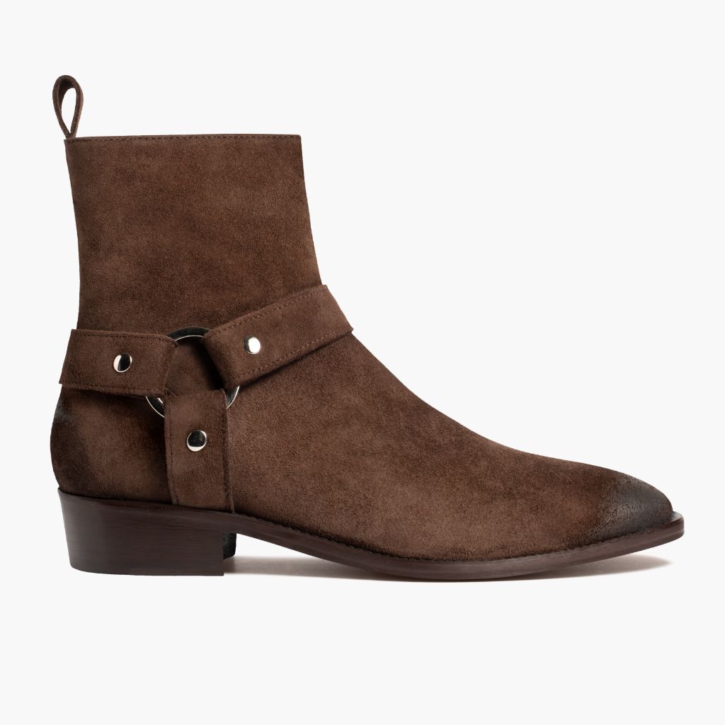 Dark Brown Goatskin Suede Leather Boots - Rahmengenähte Goodyear-Welt-Konstruktion & vordere Zehenkappe