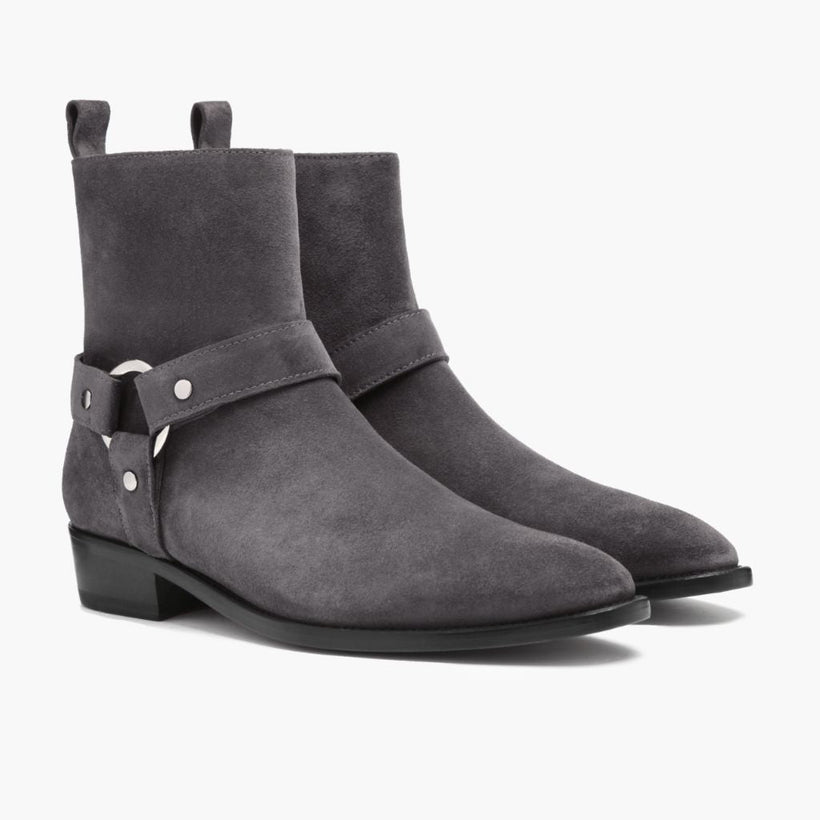 Harness Grau Suede Lederstiefel für Herren