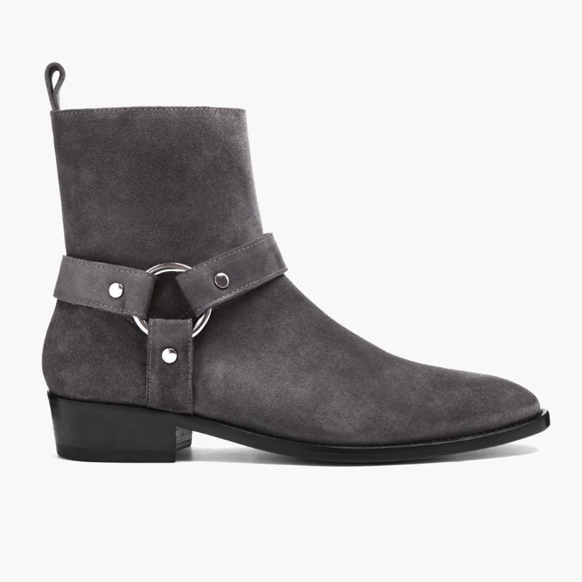 Harness Grau Suede Lederstiefel für Herren