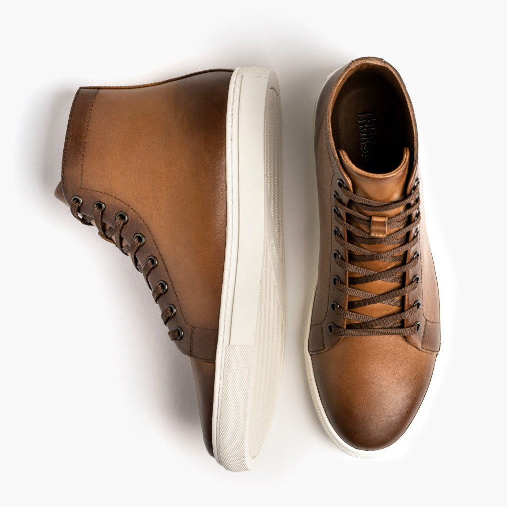 Premier High Top Toffee-Braun Leder-Sneaker für Herren For Men - Verstärkte Fersenkappe & präzise Doppelnaht