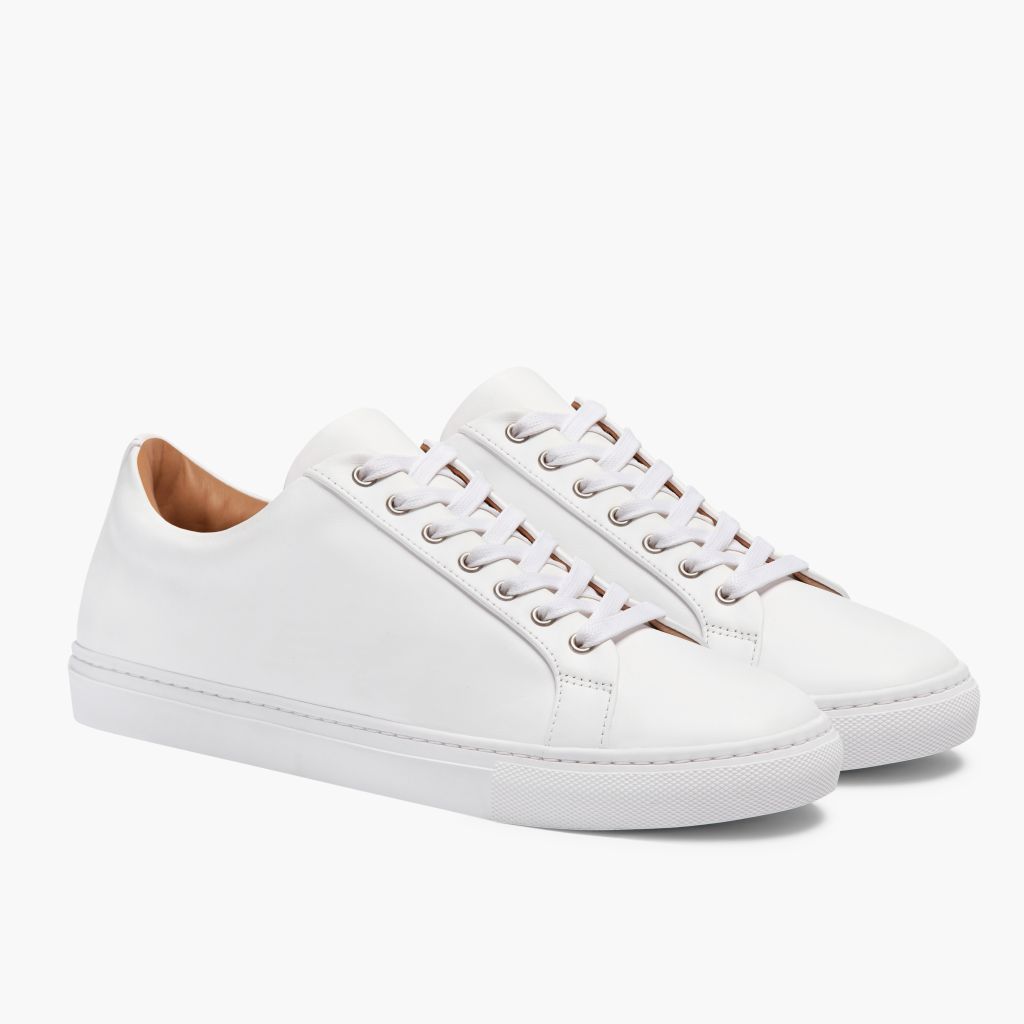 Premier Low Top Weiß Leder-Sneaker für Herren For Men in White Full-Grain Leather - Seitenansicht | Online Kaufen
