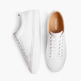 Premier Low Top White Leather Sneakers For Men - Reinforced Heel Counter & Precision Double-Row Stitching Detail