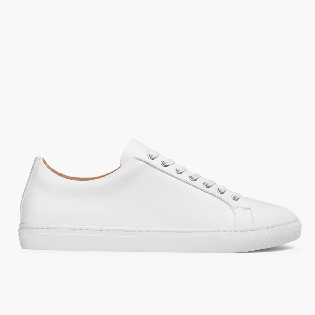 White Full-Grain leather Sneakers - Rahmengenähte Goodyear-Welt-Konstruktion & vordere Zehenkappe