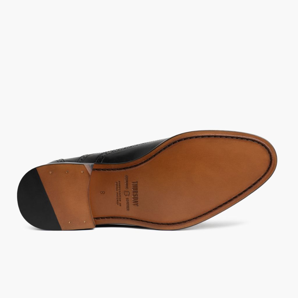 Detailansicht of Classic Collar & Heavy-Duty Zipper Hardware on Aviator Schwarz Leder-Loafer für Herren