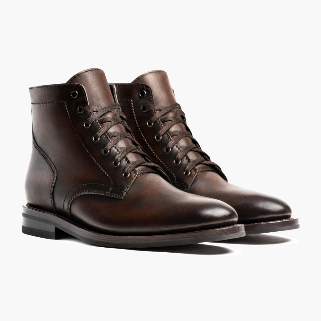 President Kaffeeschwarz Lederstiefel für Herren For Men in schwarzem Rindleder - Seitenansicht | Online Kaufen