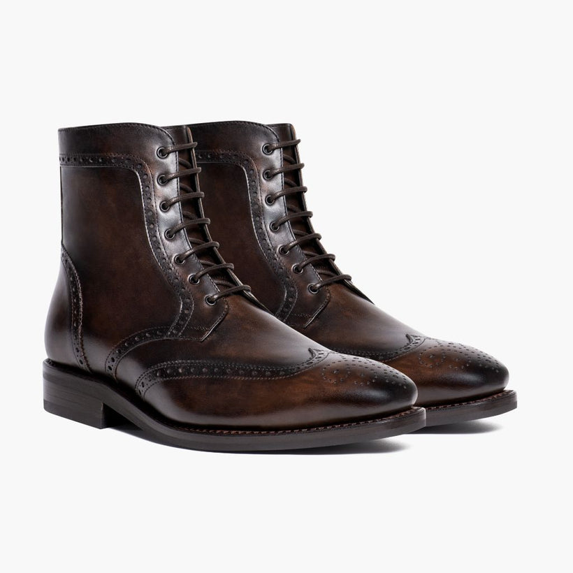 Wingtip Dark Oak Leather Boots für Herren