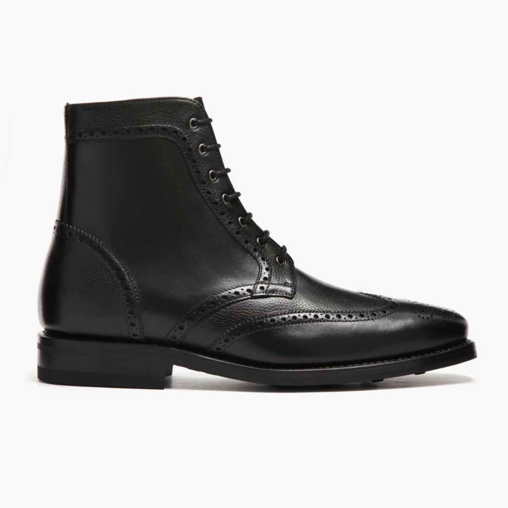 Black Full-Grain leather Boots - Rahmengenähte Goodyear-Welt-Konstruktion & vordere Zehenkappe