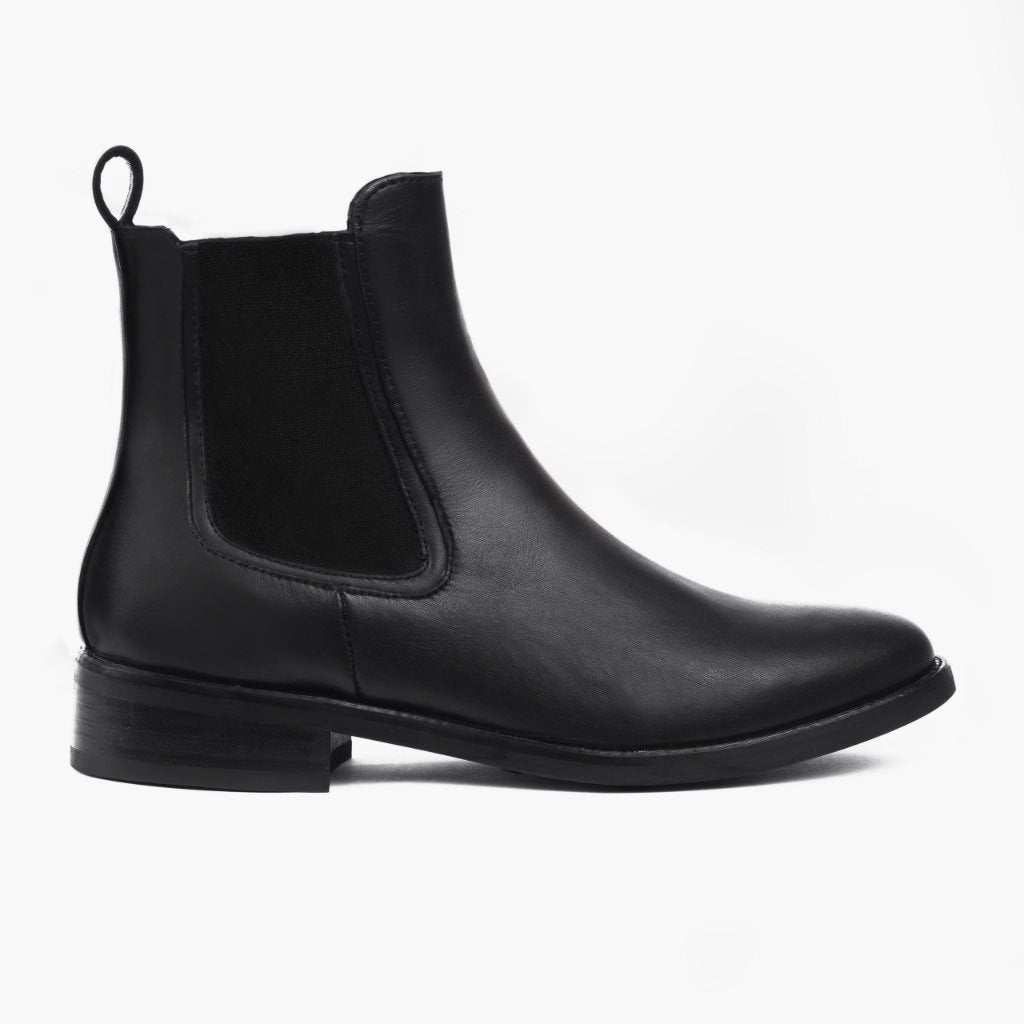 Duchess Schwarz Lederstiefel für Damen in schwarzem Rindleder - Seitenansicht | Online Kaufen