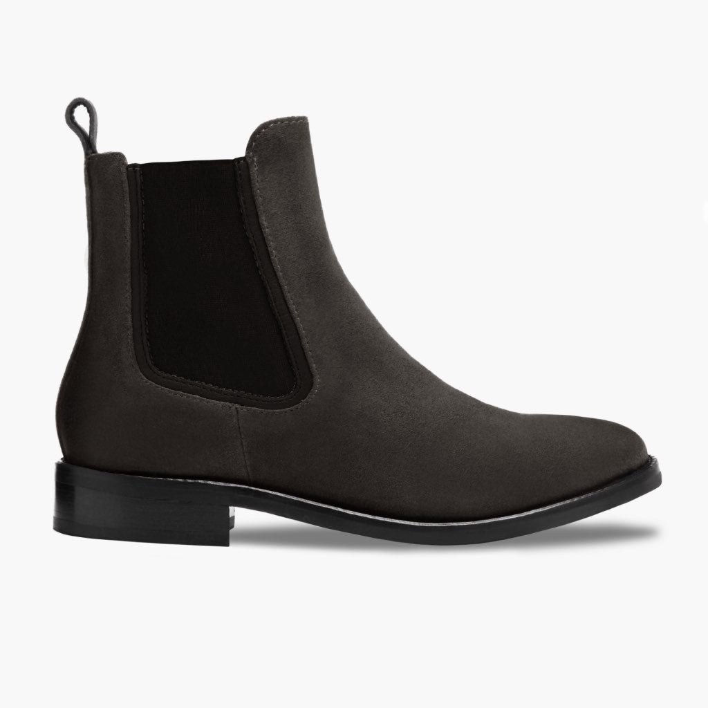 Duchess Schattengrau Lederstiefel für Damen in Grey Full-Grain Leather - Seitenansicht | Online Kaufen