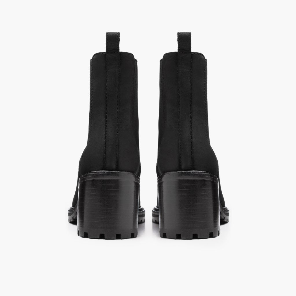 Knockout Mattschwarz Lederstiefel für Damen - Verstärkte Fersenkappe & präzise Doppelnaht