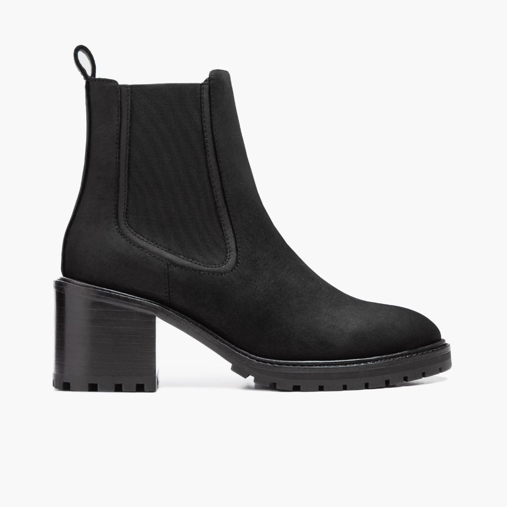 Knockout Mattschwarz Lederstiefel für Damen in schwarzem Rindleder - Seitenansicht | Online Kaufen