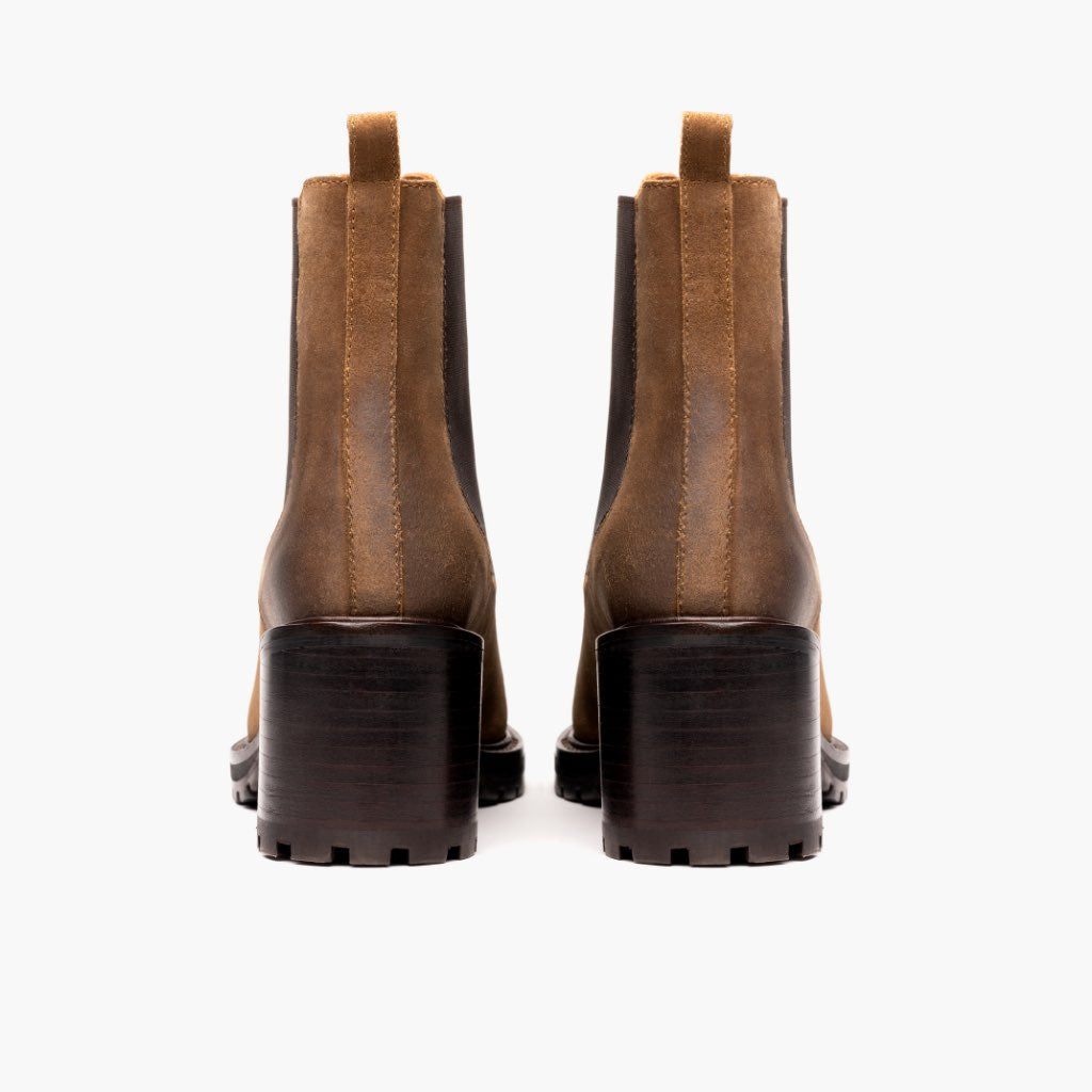 Knockout Safari-Beige Lederstiefel für Damen - Verstärkte Fersenkappe & präzise Doppelnaht