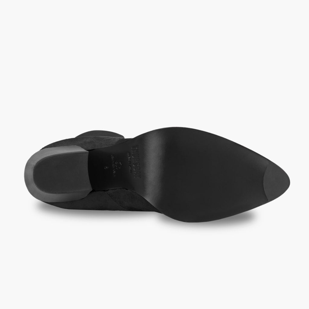 High-Traction Rubber Outsole & Lug Tread Pattern on Tempest Schwarz Lederstiefel für Damen