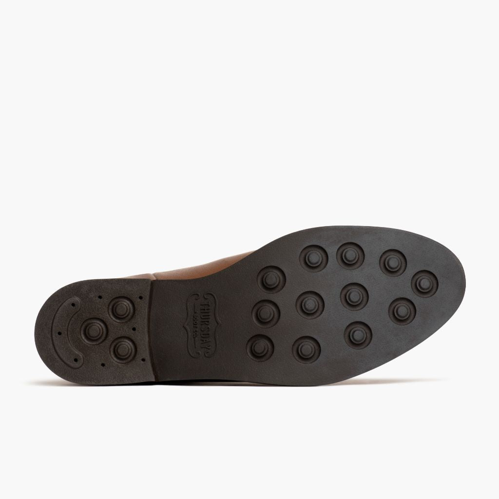 High-Traction Rubber Outsole & Lug Tread Pattern on Duchess Bernstein-Weizen Lederstiefel für Damen