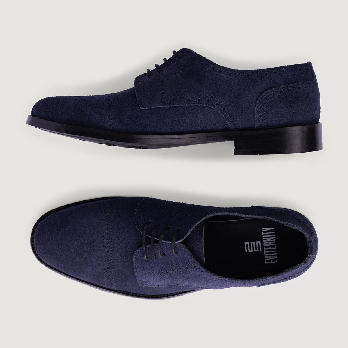 High-Traction Rubber Outsole & Lug Tread Pattern on Dirk Brogues Derby Blau Suede Lederschuhe - StudGuard für Herren