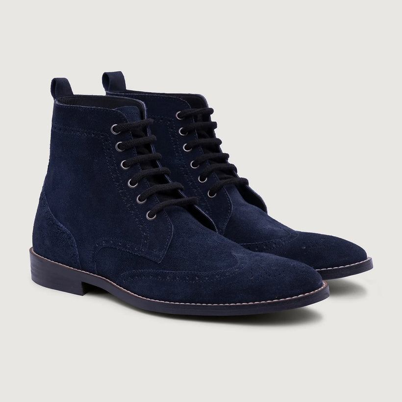 Duster Brogues Blau Suede Lederstiefel - StudGuard für Herren