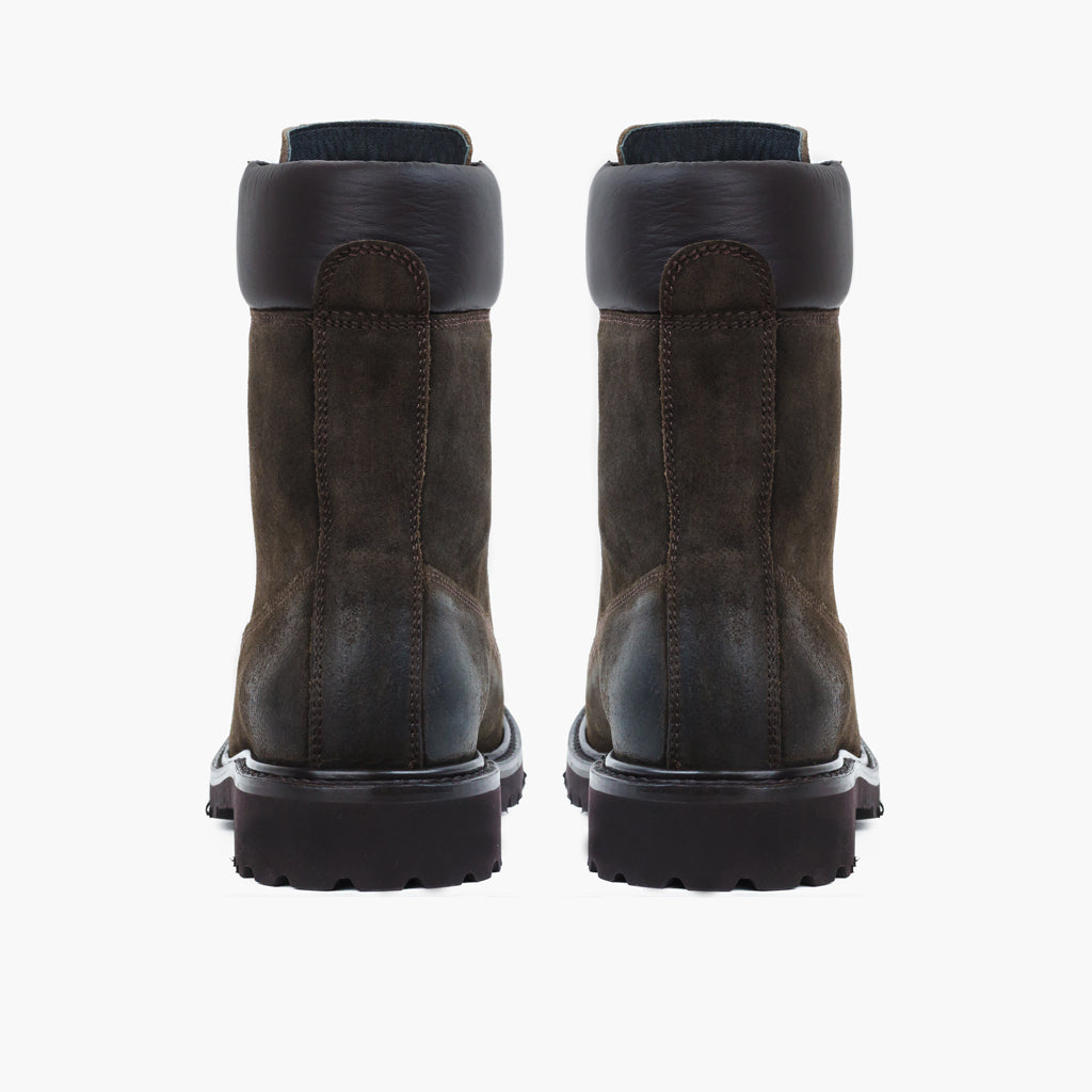Explorer Dunkeloliv Suede Lederstiefel für Herren - Verstärkte Fersenkappe & präzise Doppelnaht