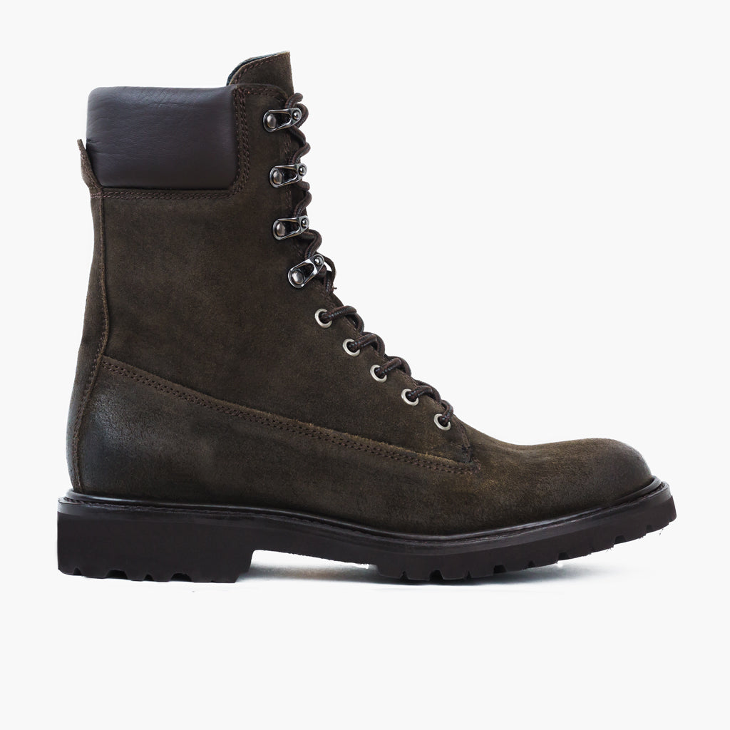 Olive Goatskin Suede Leather Boots - Rahmengenähte Goodyear-Welt-Konstruktion & vordere Zehenkappe