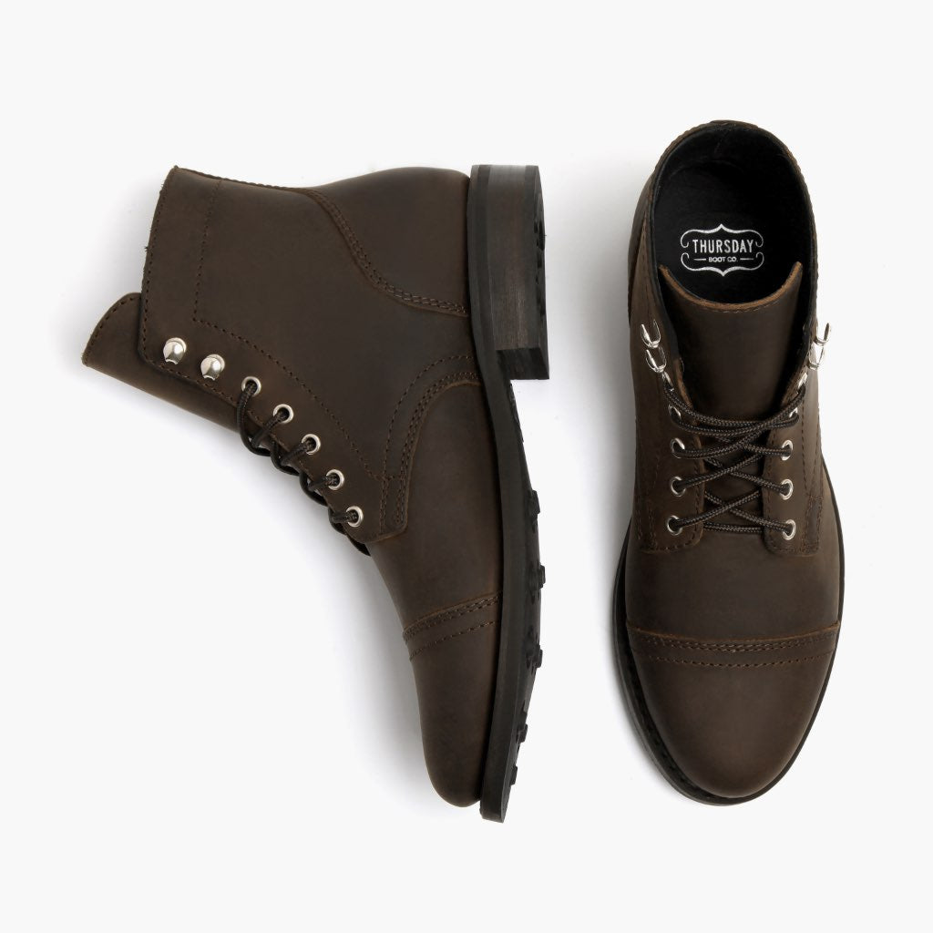 Captain Tabakbraun Lederstiefel für Damen - Verstärkte Fersenkappe & präzise Doppelnaht