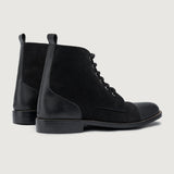 High-Traction Rubber Outsole & Lug Tread Pattern on Knight Derby Hybrid Black Leather Boots - StudGuard