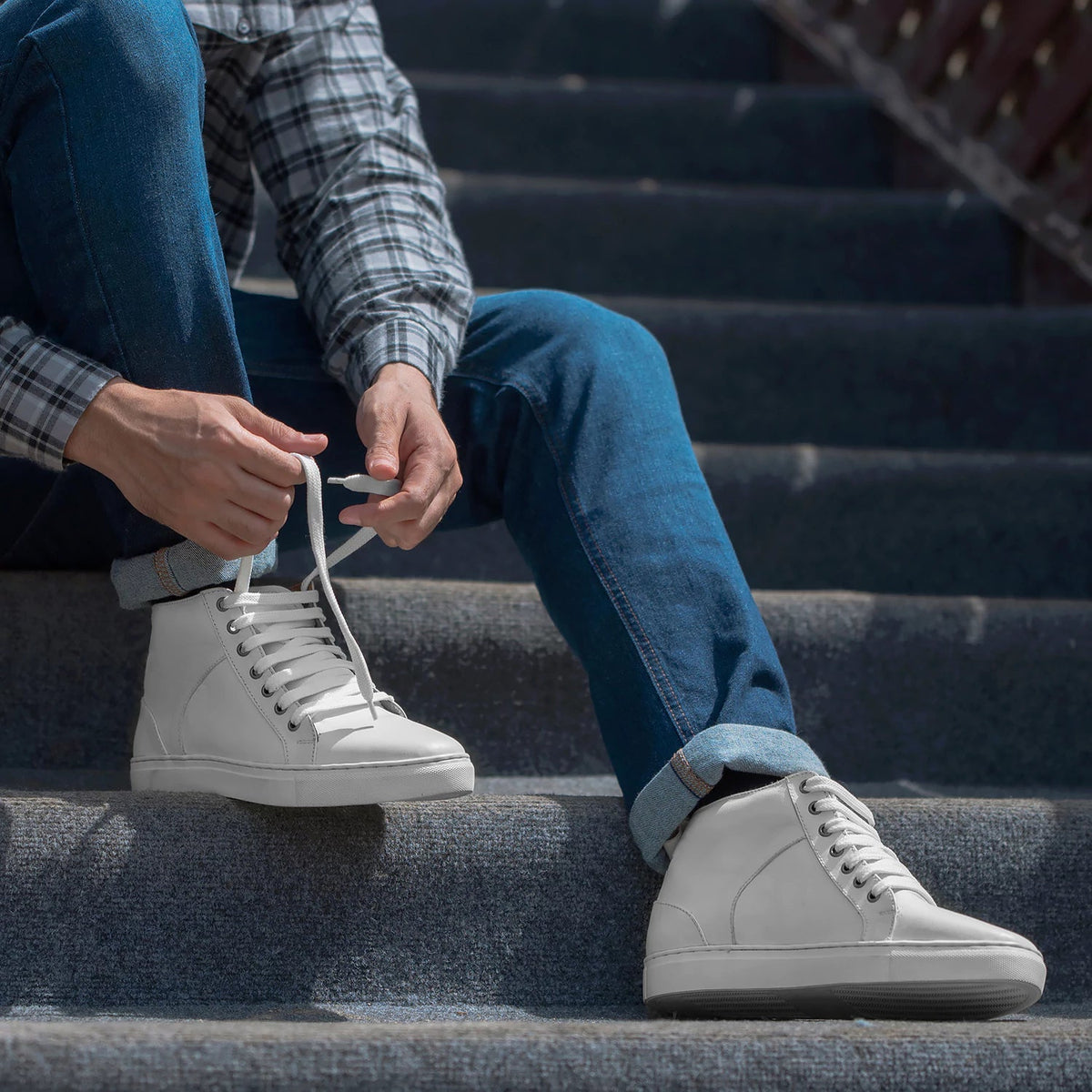 Orlaven Marty High Top Weiß Leder-Sneaker für Herren footwear image 10