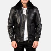 
Airin G-1 Schwarz Leder-Bomberjacke für Herren - Vorderansicht & maßgeschneiderte Silhouette | Online Kaufen