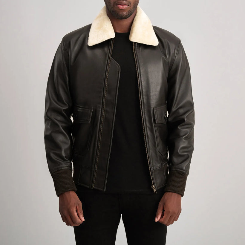 Airin G-1 Braun & Cream Leder-Bomberjacke für Herren