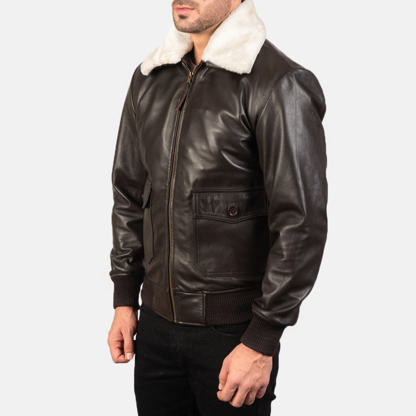 Airin G-1 Braun Leder-Bomberjacke für Herren