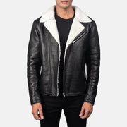 
Alberto Weiß Shearling Schwarz Lederjacke für Herren in Black Sheepskin Leather - Vorderansicht & maßgeschneiderte Silhouette | Online Kaufen