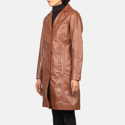 Brown Cowhide leather Coat - Rückansicht mit passgenauen Schultern &amp; sauberem Saum