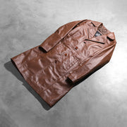 Open Hem &amp; Hem Craftsmanship Construction Detail on Women's Alexis Braun Single Breasted Ledermantel für Damen