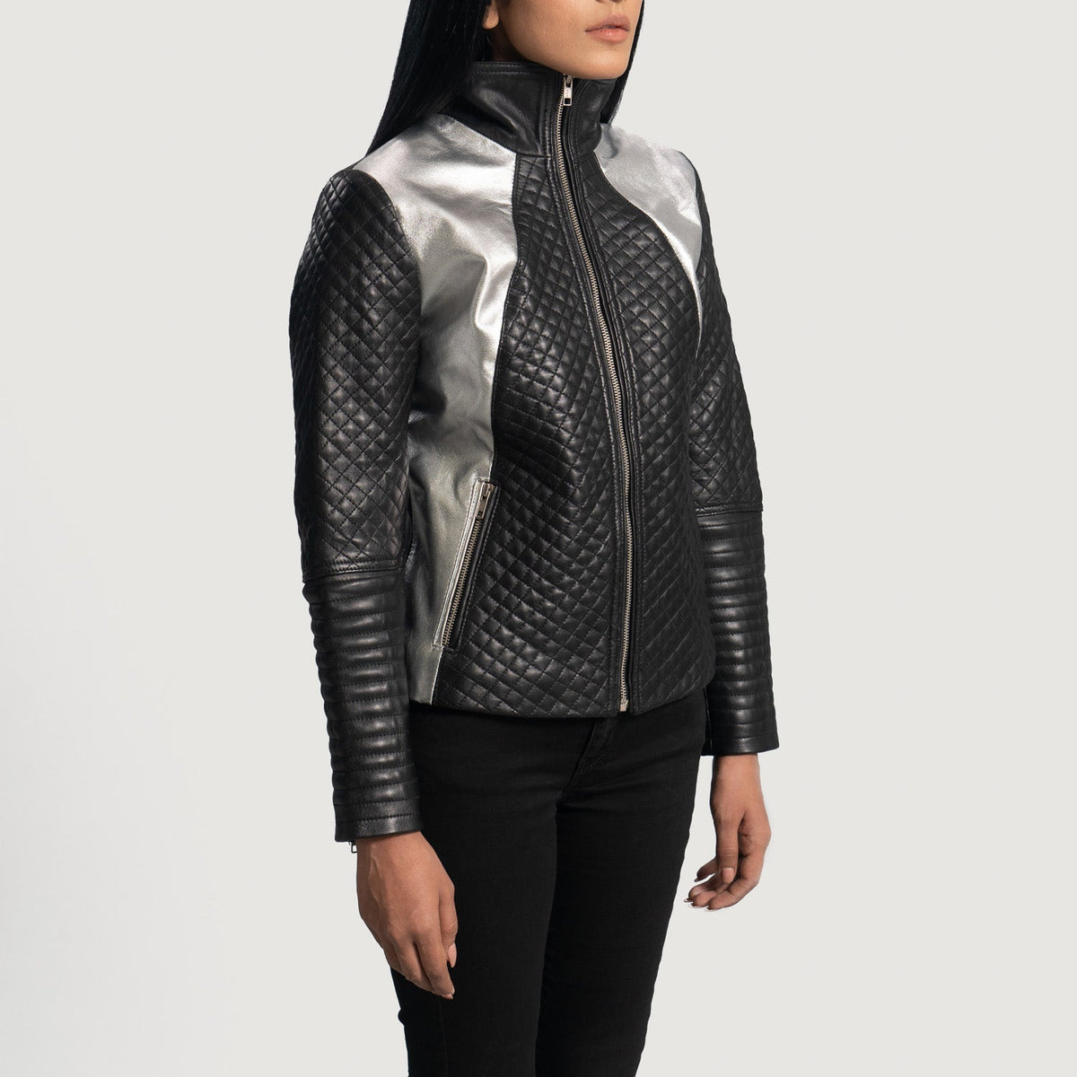 Black Sheepskin Leather Biker Jacket - Rückansicht mit passgenauen Schultern &amp; sauberem Saum