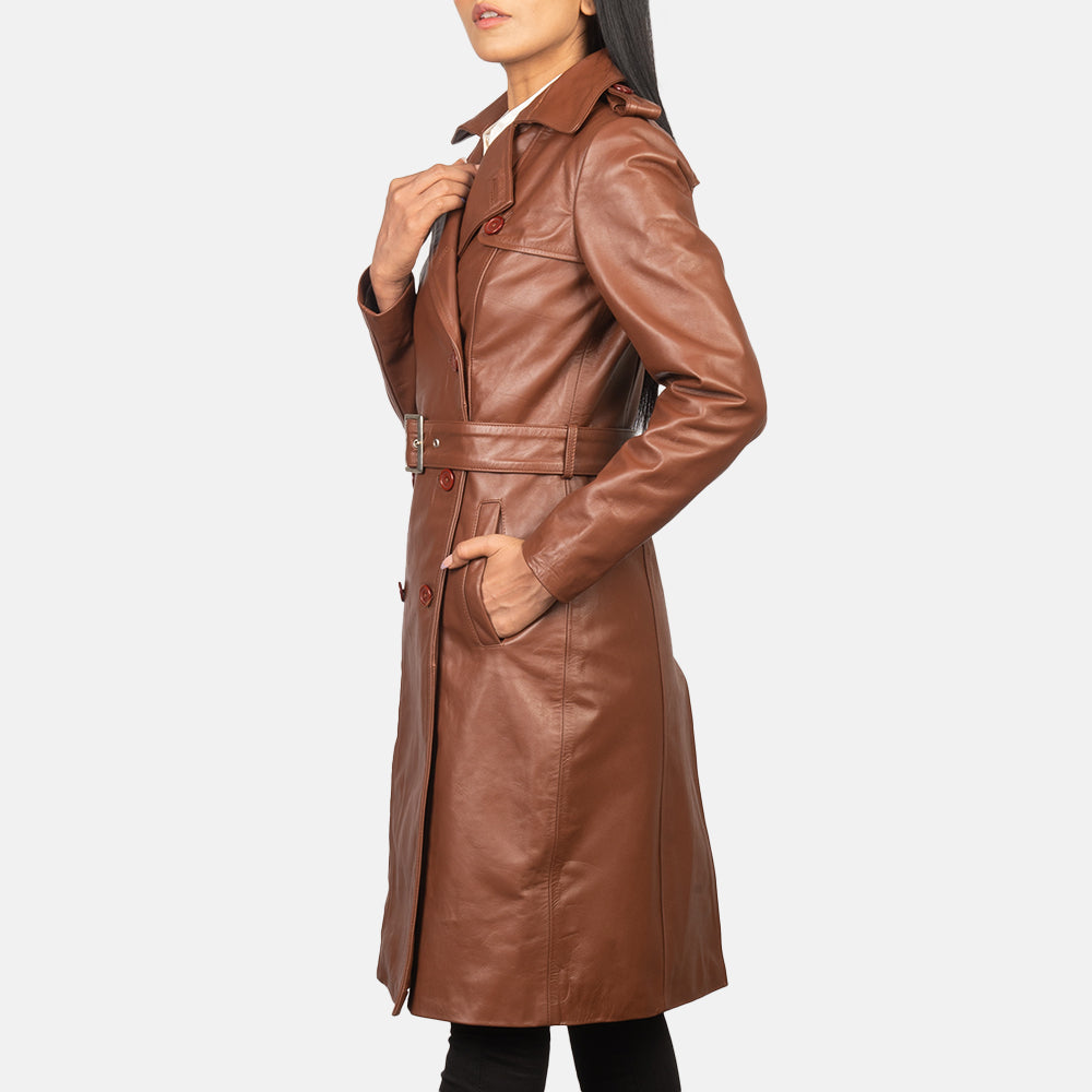 
Detailansicht of Notch & Buttons Hardware on Alice Braun Double Breasted Ledermantel für Damen