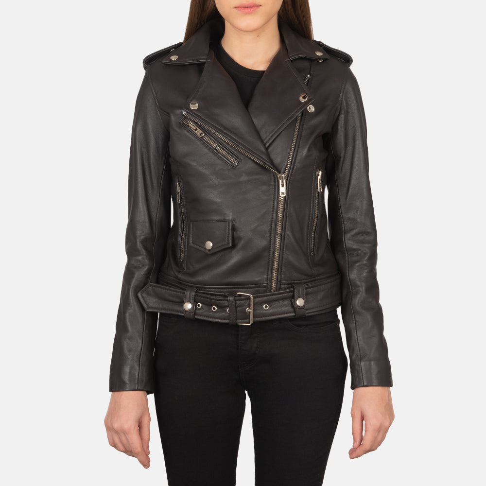 Detailansicht of Notch &amp; Zipper Hardware on Women's Alison Braun Leder-Bikerjacke für Damen