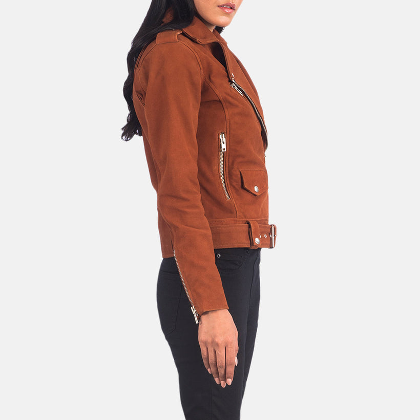 Alison Braun Suede Leder-Bikerjacke für Damen