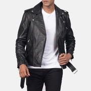 
Detailansicht of Notch & Zipper & Waist belt Hardware on Allaric Alley Black Leather Biker Jacket