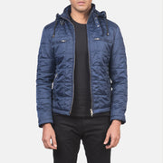 Men's Alps Quilted Blue Windbreaker Jacket in Blue Nylon - Vorderansicht &amp; maßgeschneiderte Silhouette | Online Kaufen