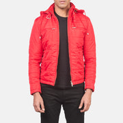 Men's Alps Quilted Red Windbreaker Jacket in Red Nylon - Vorderansicht &amp; maßgeschneiderte Silhouette | Online Kaufen